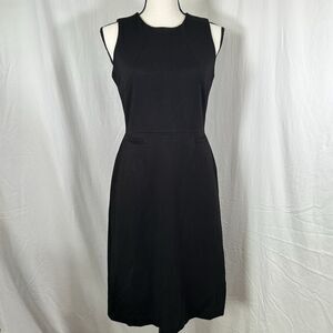 Anne Klein Black Sheath Pencil Dress Sleeveless Back Zip Size 4 Office Career